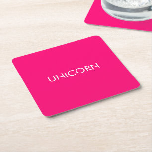 "Unicorn" minimalistisch warme roze fuchsia white  Vierkante Kartonnen Onderzetter