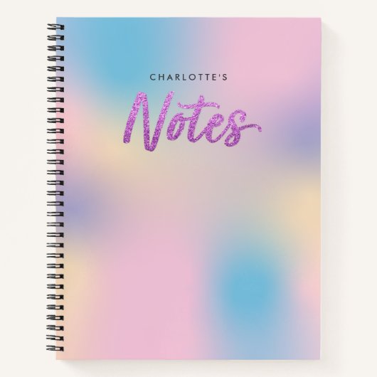 Unicorn Mix Pattern Faux Paarse Glitter Notes Notitieboek (Voorkant)