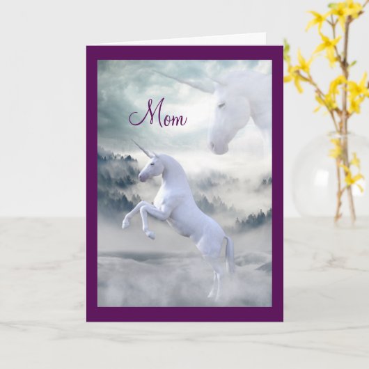 Unicorn Moederdag Kaart (Gele Bloem)