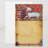 UNICORN MONOGRAM BROWN FLORAL PARCHCHMENT BRIEFPAPIER (Voorkant / Achterkant)