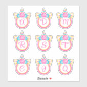 Unicorn Monogram Initiaal Sticker Pack (Vel)