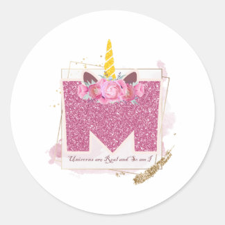 Unicorn Monogram M Aangepaste Stickers