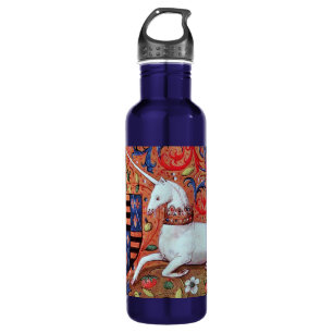 UNICORN MONOGRAM Red Blue Floral Swirls Waterfles