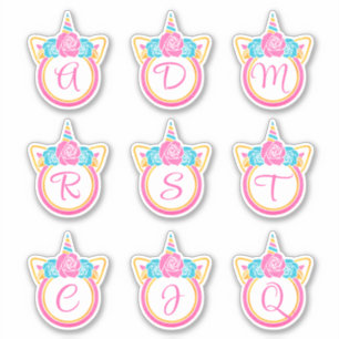 Unicorn Monogramme Pack Sticker Initial