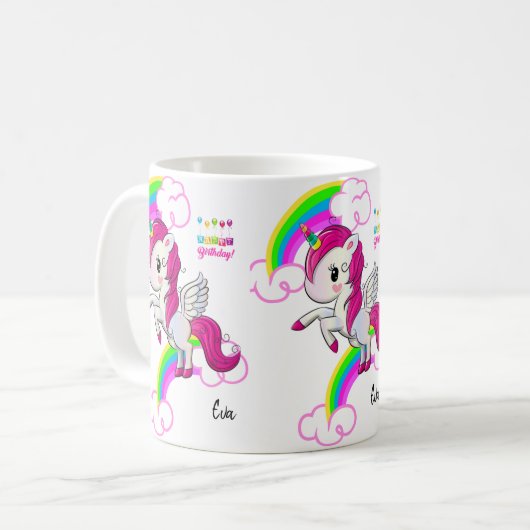 Unicorn Mug Joyeux Anniversaire Mug (Devant gauche)
