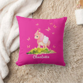 Unicorn naam Nursery Kinder Room Decor Roze Kussen (Deken)