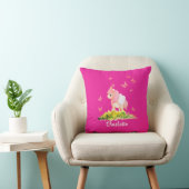 Unicorn naam Nursery Kinder Room Decor Roze Kussen (Stoel)