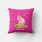 Unicorn naam Nursery Kinder Room Decor Roze Kussen (Achterkant)