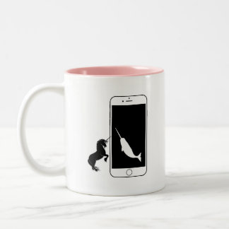 Unicorn Narwhal Smartphone Mirror Love Tweekleurige Koffiemok
