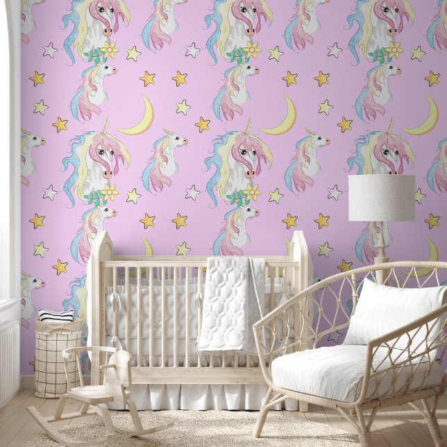 Unicorn Night Sky Behang (Kinderen)