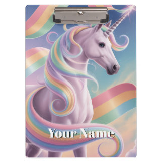 Unicorn Notebook, Magical Rainbow Stars Unicorn Klembord
