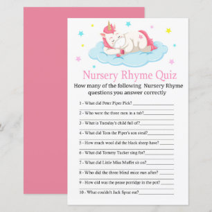 Unicorn Nursery Rhyme Quiz baby shower game