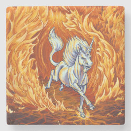 Unicorn of Fire Element Fantasy Art Stenen Onderzetter