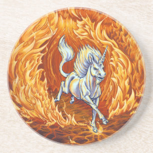 Unicorn of Fire Element Fantasy Art Zandsteen Onderzetter