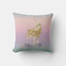 Unicorn Ombre Gold Confetti Glitter Heart Kussen