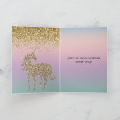 Unicorn Ombre Gold Glitter Kaart (Binnen)