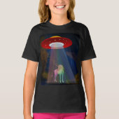 Unicorn onder UFO-regenboogstraal bij nacht, ZKoA T-shirt (Voorkant)