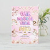 Unicorn One Magical year First Birthday Kaart (Staand voorkant)