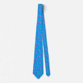 Unicorn op Blue Satin Pattern Stropdas (Voorkant)