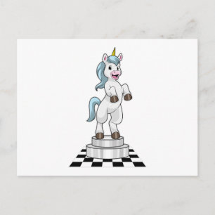 Unicorn op Chess als Chess-stukje Knight Briefkaart