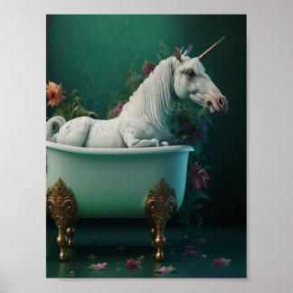 Unicorn op de Tub Poster