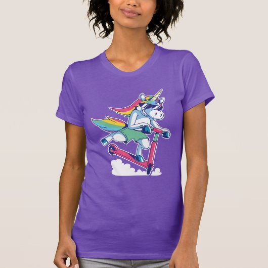Unicorn op een scooter t-shirt (Voorkant)