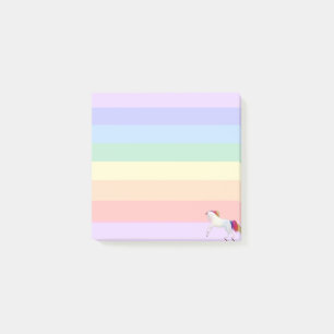 Unicorn op pasteelregenboogstrips post-it® notes