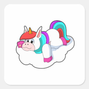 Unicorn op wolken vierkante sticker