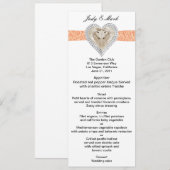 Unicorn Oranje Lace Wedding Menu Kaart (Voorkant / Achterkant)