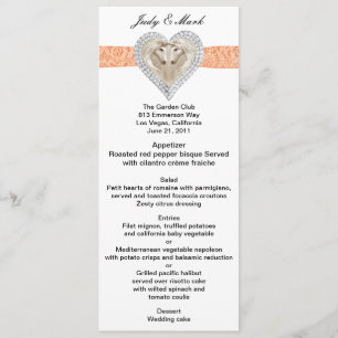 Unicorn Oranje Lace Wedding Menu Kaart