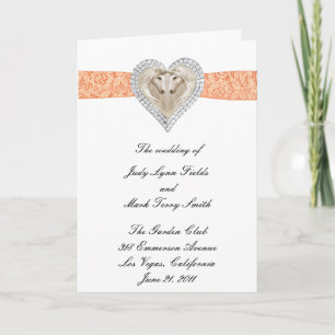 Unicorn Oranje Lace Wedding Program Kaart