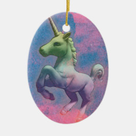 Unicorn Ornament - Oval (Cupcake Pink)