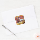 UNICORN OUD BROWN PARCHMENT VIERKANTE STICKER (Envelop)