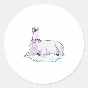 Unicorn over cloud ronde sticker