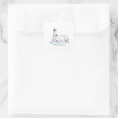 Unicorn over cloud vierkante sticker (Tas)