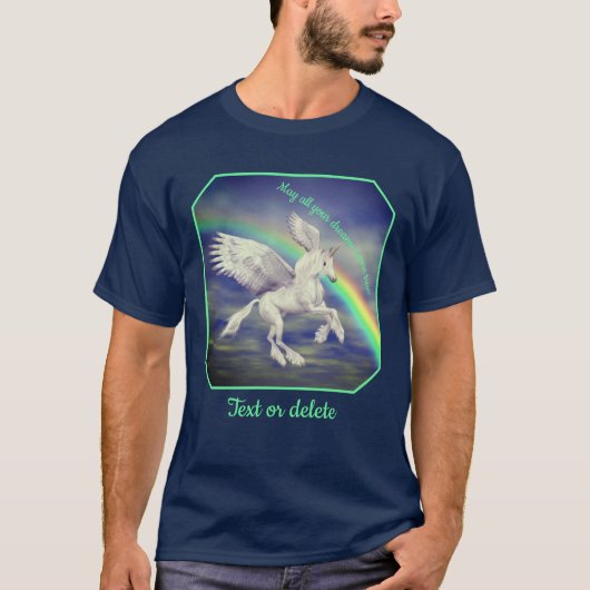 Unicorn Over Rainbow Dreams Inspirational T-shirt (Voorkant)