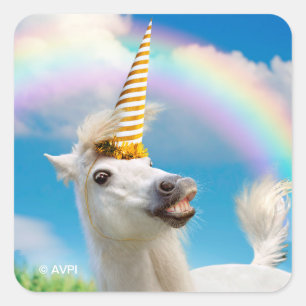 Unicorn-paard en regenboog vierkante sticker