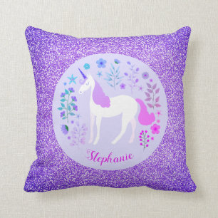Unicorn Paars Glitter Persoonlijke naam Kussen
