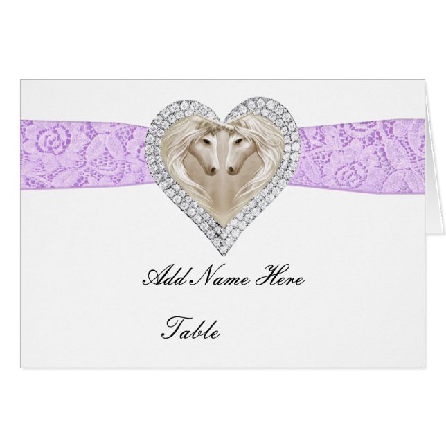 Unicorn Paars Lace Table Place Card (Voorkant Horizontaal)