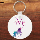 Unicorn paars roze, monogrammen sleutelhanger (Voorkant)