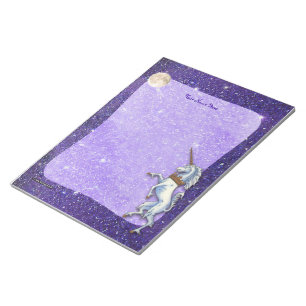 Unicorn Paarse Faux Glitter Border Notitieblok