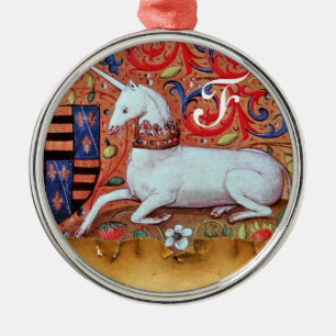 UNICORN PARCHMENT MONOGRAM METALEN ORNAMENT