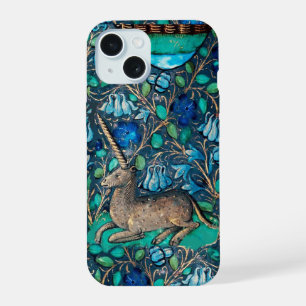 UNICORN PARMI LES FLEURS BLEUES Aqua Blue Green Fl