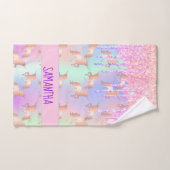 Unicorn parties scintillant goutte rose violet nom (Serviette à main)