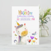 Unicorn Party Magique Anniversaire Invitations (Debout devant)