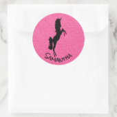 Unicorn Party Pride Pink Classic Round Sticker (Tas)