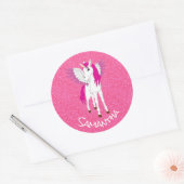 Unicorn Party Pride Pink Classic Round Sticker (Envelop)