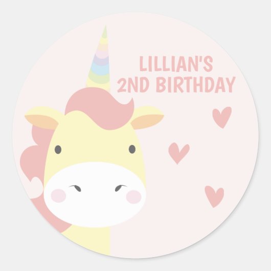 Unicorn Party Ronde Sticker (Voorkant)