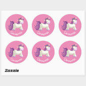 Unicorn Party roze klassieke Round Sticker (Vel)