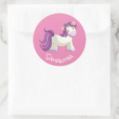 Unicorn Party roze klassieke Round Sticker (Tas)